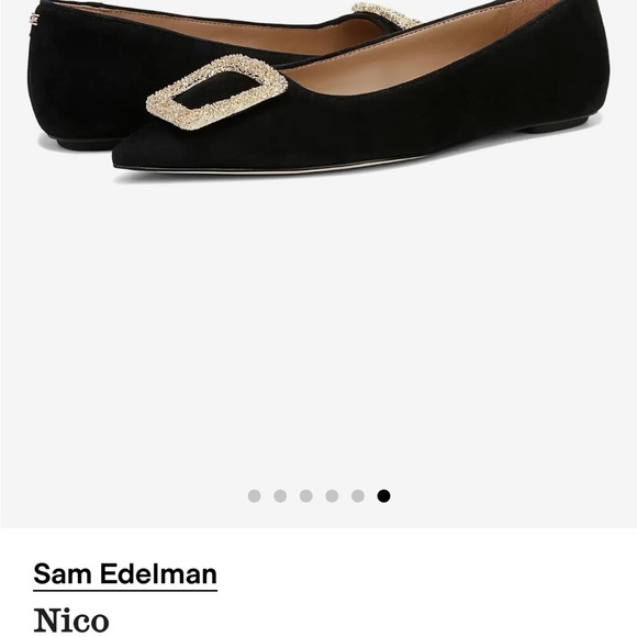 Sam Edelman Black Flats with Glittering Gold Accent - Picture 6 of 8